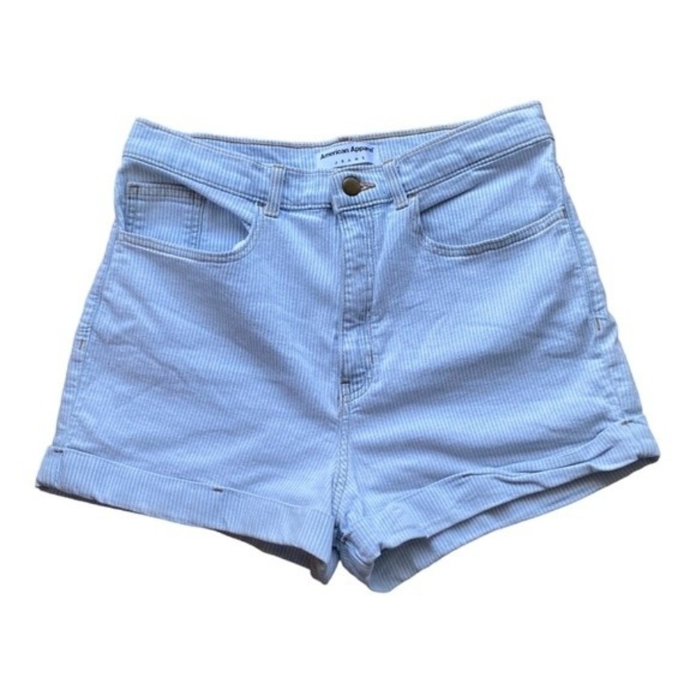American Apparel Pinstriped High Waisted Jean Shorts - Picture 2 of 7